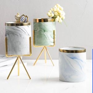 Green Ceramic Marble Makeup Brush Holder and Stand